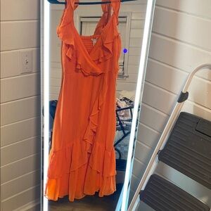 Orange Ruffled Women's Dress